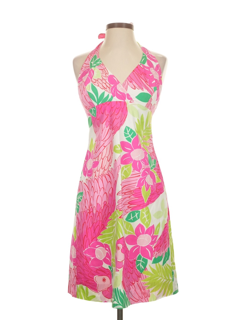 Lilly Pulitzer Pink & Green Floral Halter Dress